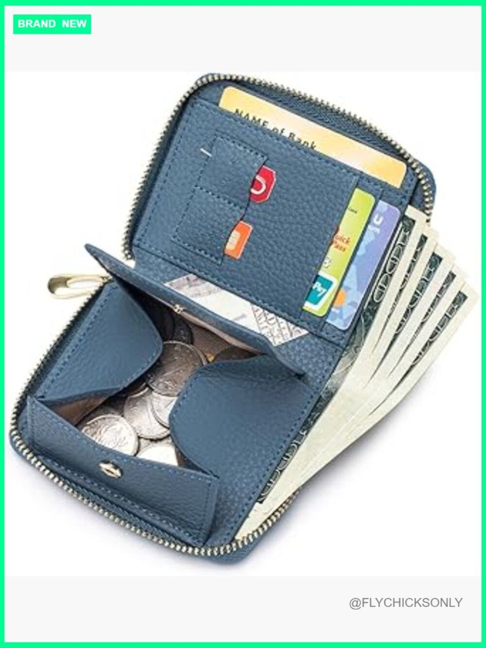 Small Genuine Leather Zip Around Wallet with RFID Blocking
